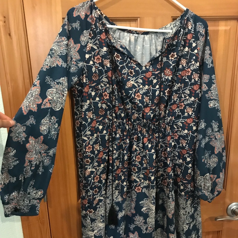 Boho long sleeve flowy dress